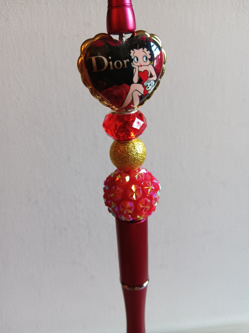 Red and Gold Betty Boop Decorative Beadable Pen
